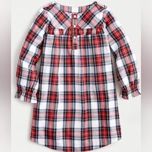 New! J Crew sz 6 Crewcuts Girl Flannel Nightgown PJ Red White Tartan Plaid NWT